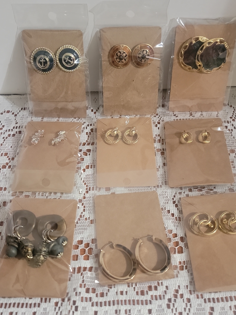 Gold Tone Women's Hoop and Stud Pierced  Earring Set - Lot Of 9 Pairs